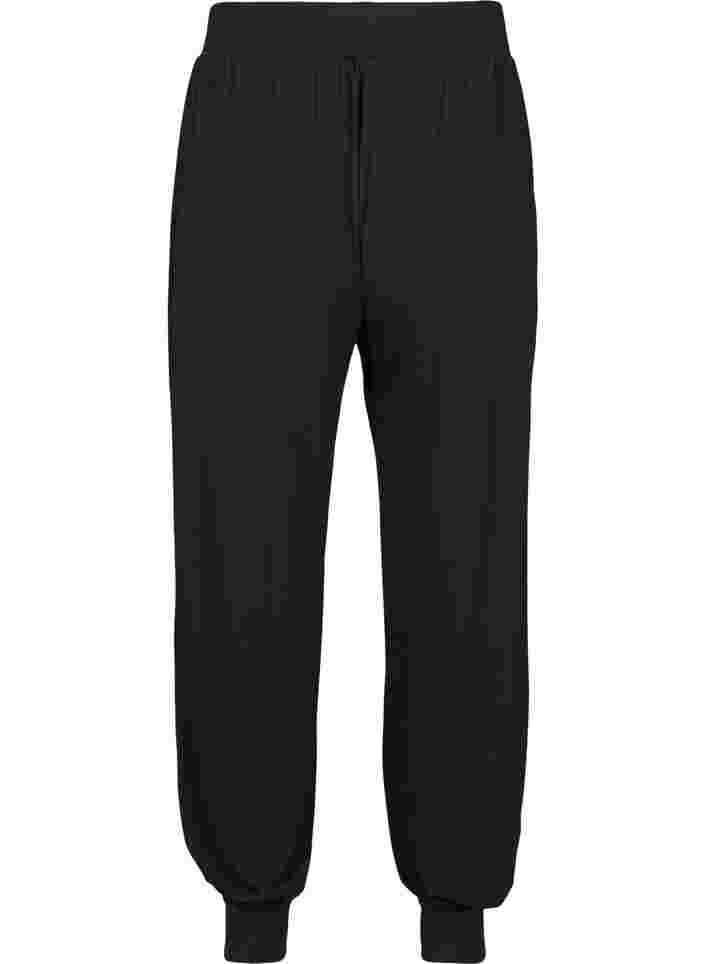 Loose, viscose sports trousers, Black, Packshot image number 1