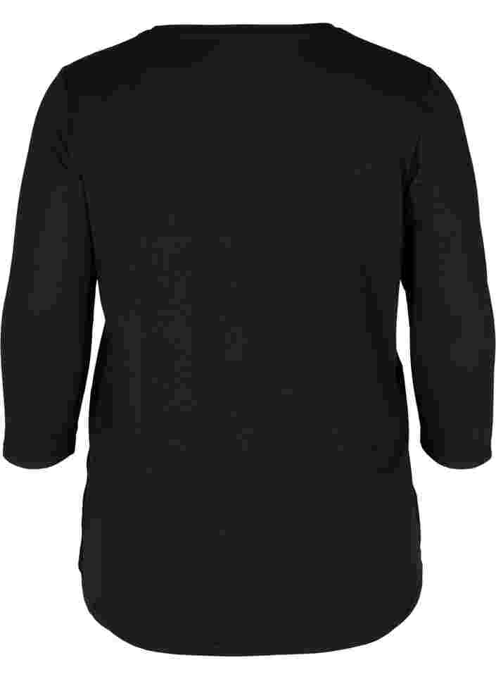 Sports top with 3/4 sleeves, Black, Packshot image number 1