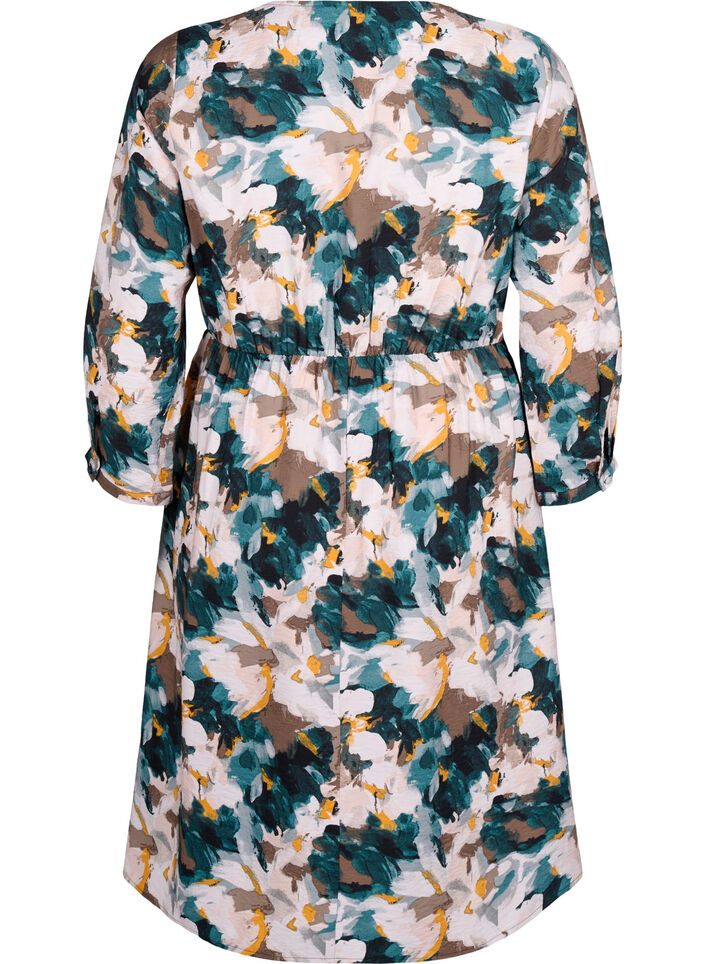 Viscose dress with print and loose tie string, Duck Gr. Forest AOP, Packshot image number 1