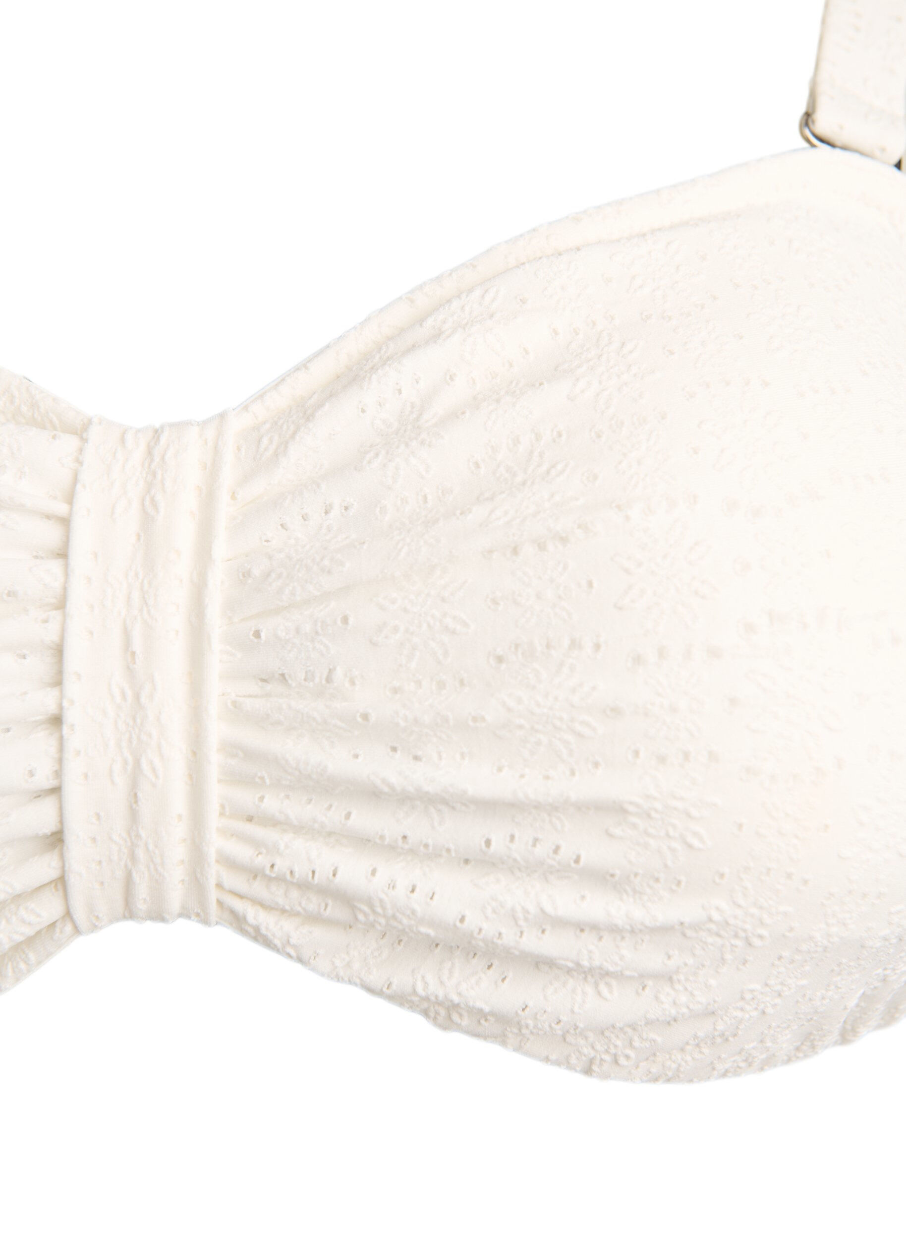 Zizzifashion Bandeau bikini top with a textured pattern and removable straps, White, Packshot image number 2