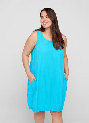 Sleeveless cotton dress, River Blue, Model image number 0