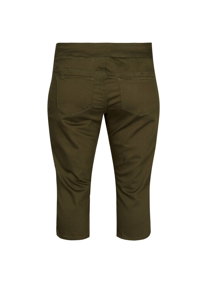 Close fitting cotton blend capris, Ivy Green, Packshot image number 1