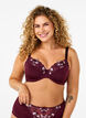 Padded bra with floral embroidery, Dark Bordeaux, Model image number 0