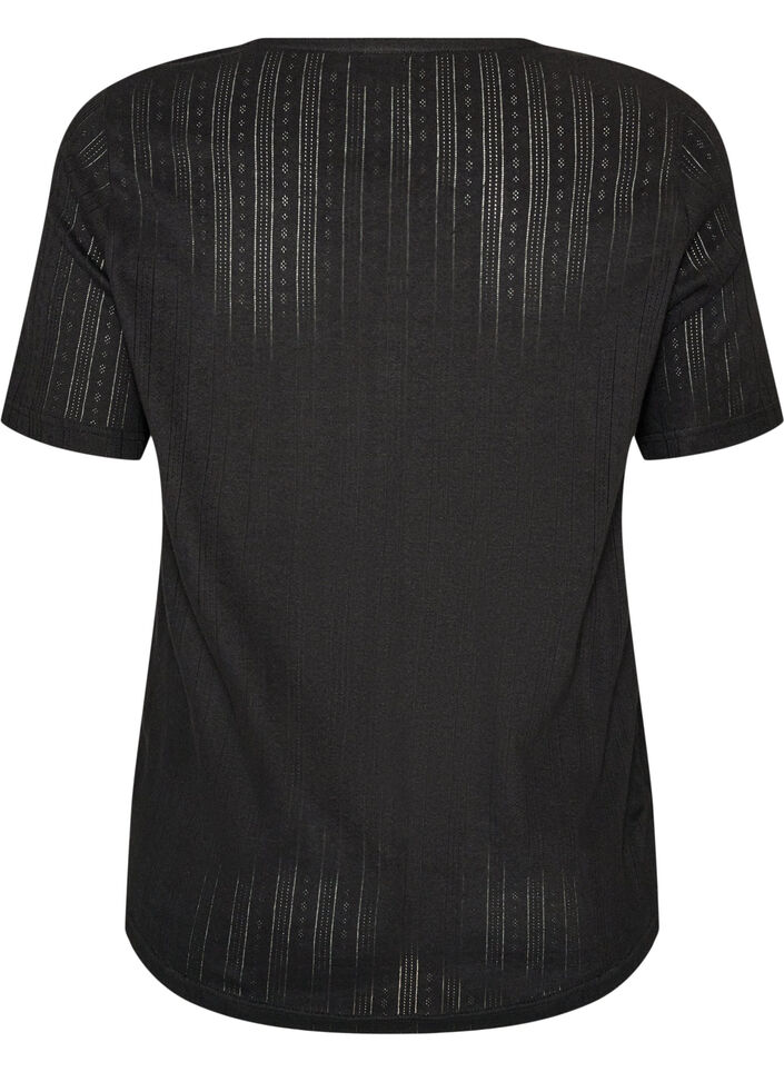 Night top in organic cotton with eyelet embroidery, Black, Packshot image number 1