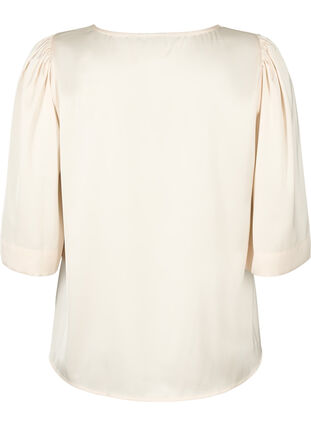Satin blouse with half-length sleeves, Champagne, Packshot image number 1