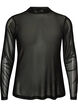 Fitted mesh blouse with long sleeves, Black, Packshot image number 0