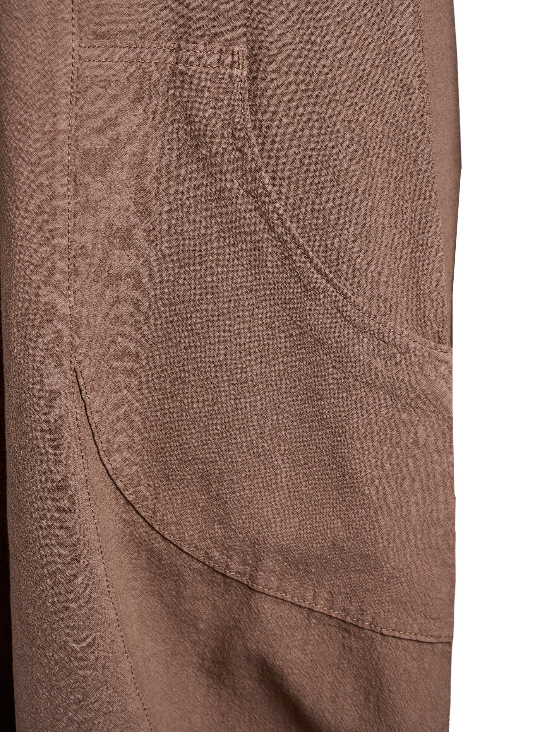 Zizzifashion Short-sleeved cotton dress, Brown, Packshot image number 3