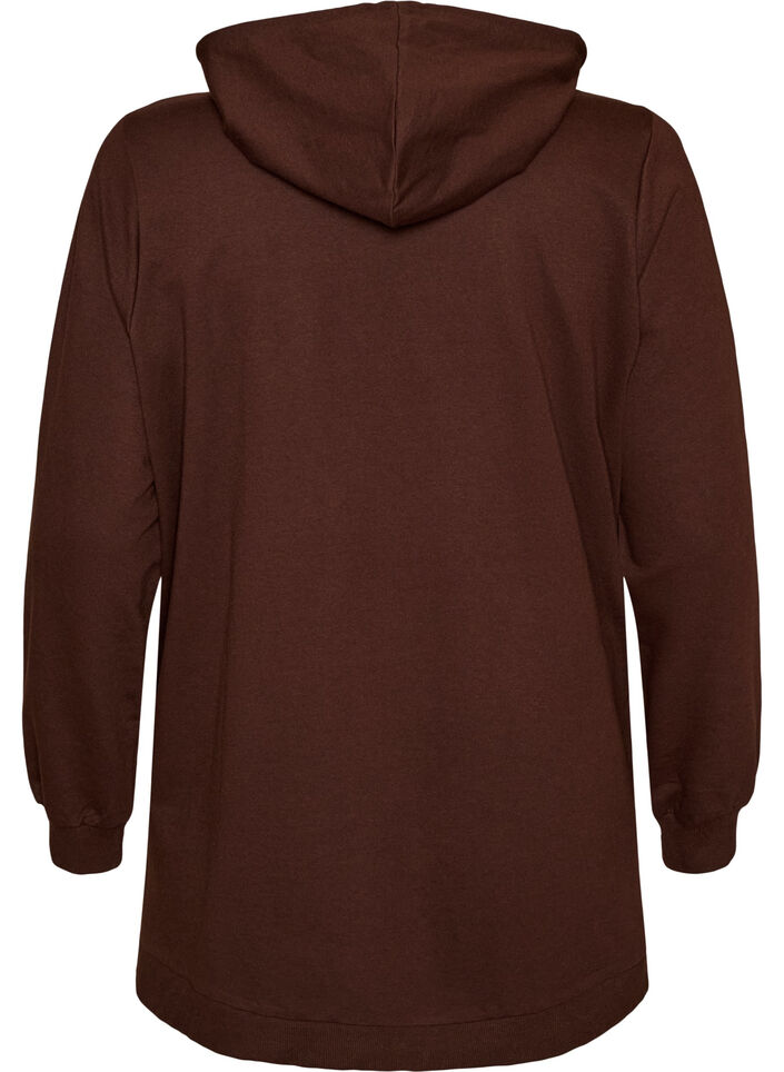 Hoodie with a terry text motif, Brown, Packshot image number 1