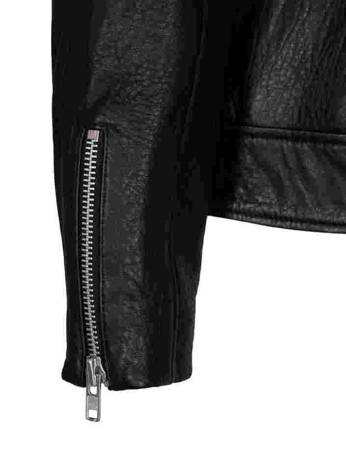 Leather jacket with zip, Black, Packshot image number 3