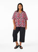 V-neck blouse with floral print, Black Flower AOP, Model image number 2