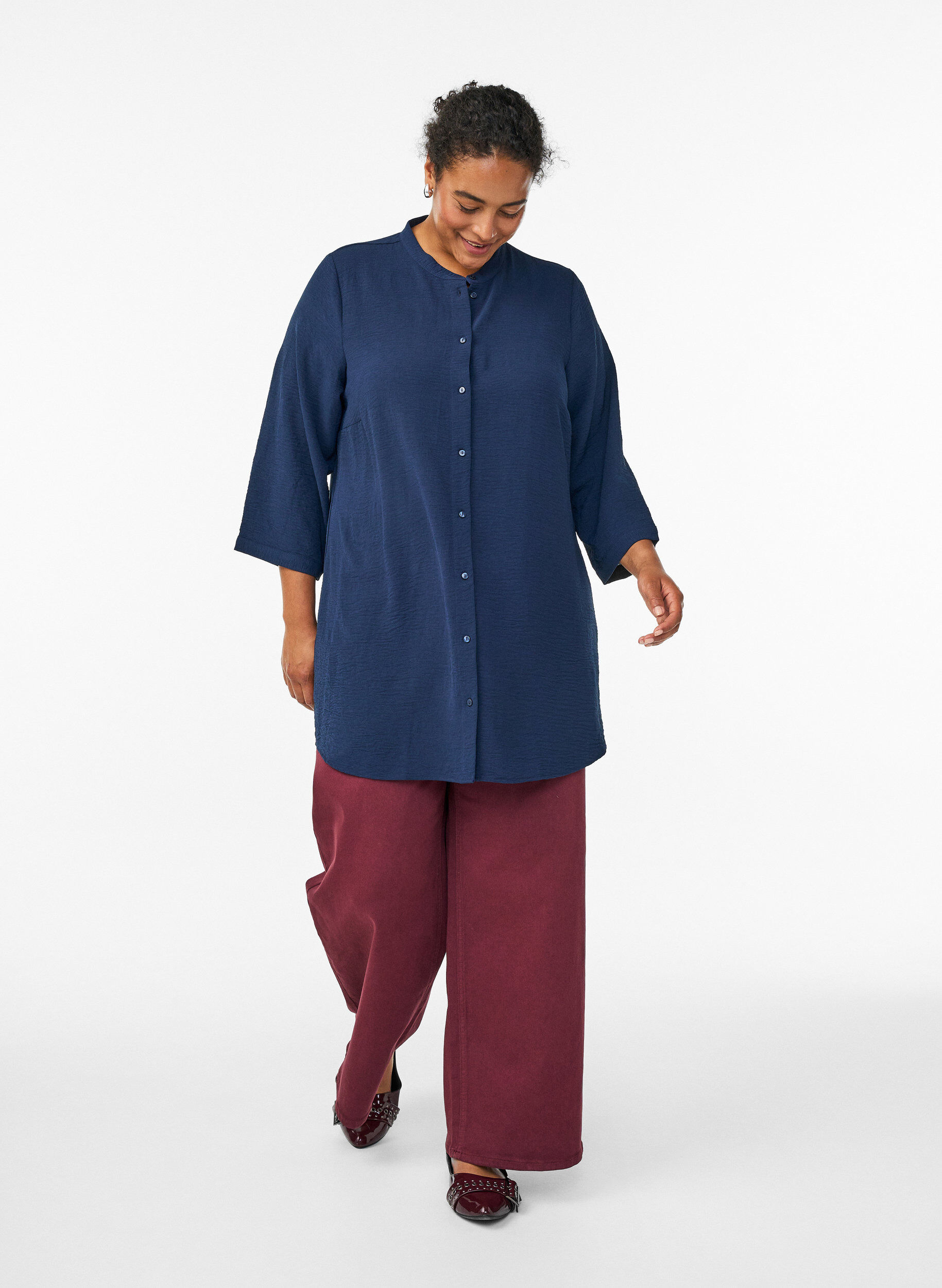 ZizzifashionTunic with 3/4 sleeves, Blue, Model image number 1