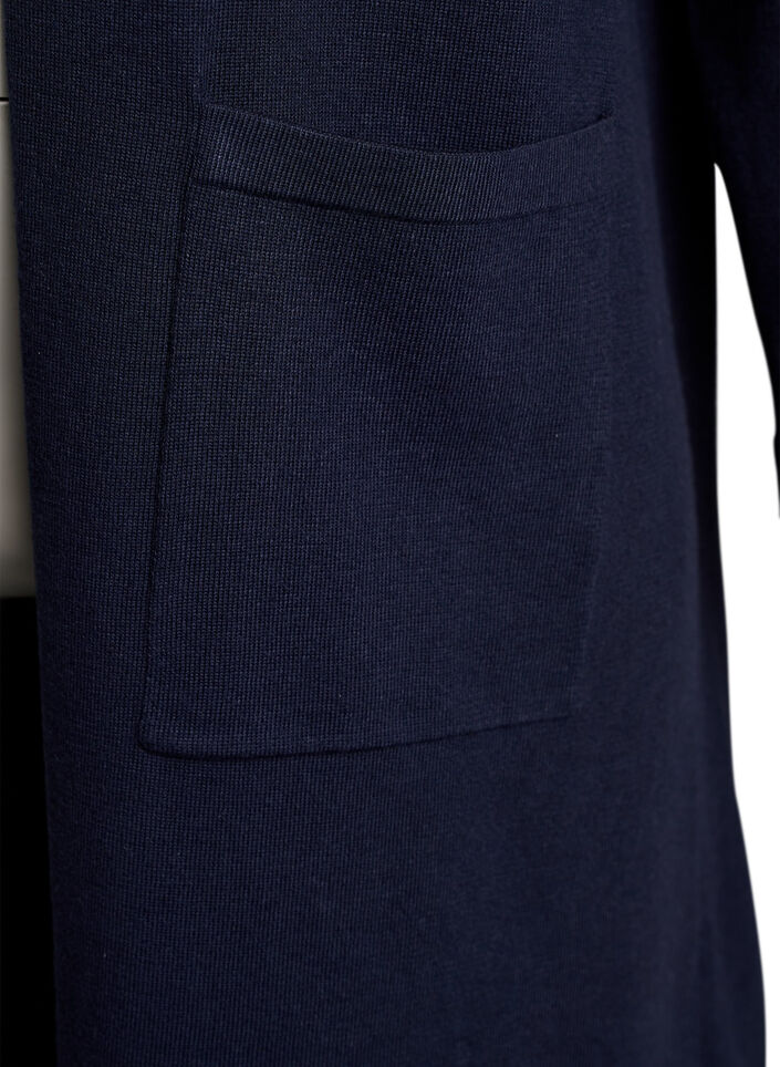 FLASH - Long, open cardigan with pockets, Blue, Packshot image number 2