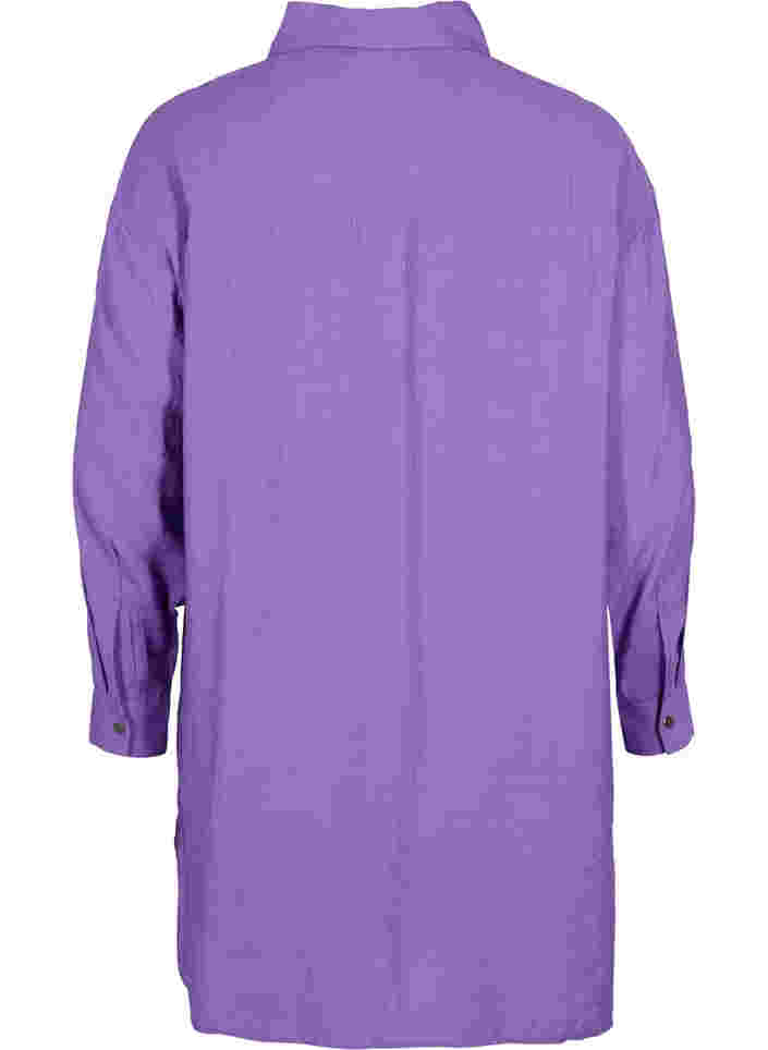 Long viscose shirt with buttons, Royal Lilac, Packshot image number 1