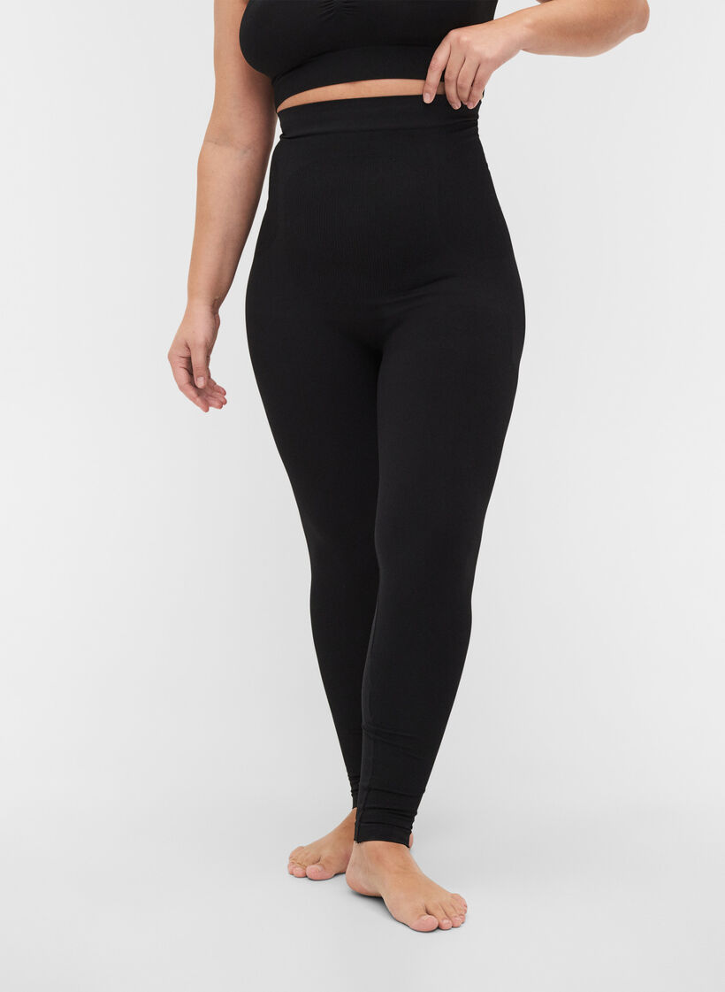 Shapewear leggings with high waist, Black, Model image number 2