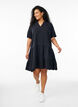Short dress in cotton muslin with a pattern, Black, Model image number 1