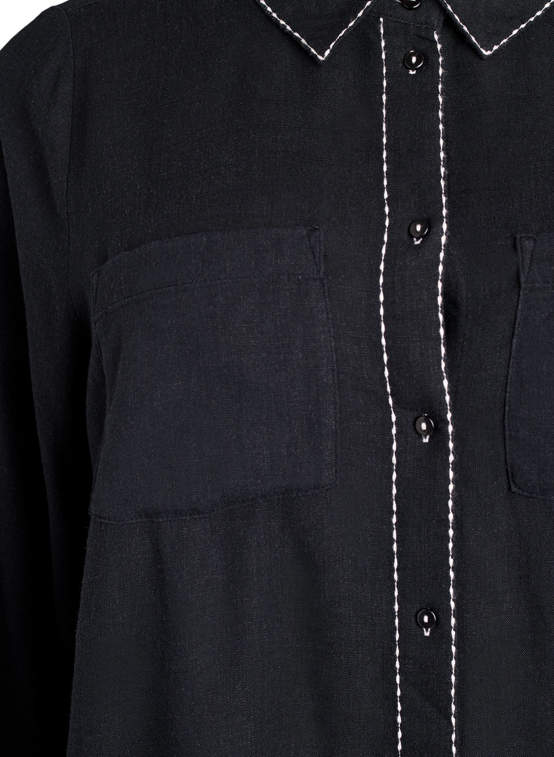 Zizzifashion Shirt with contrast stitching and chest pockets, Black, Packshot image number 2