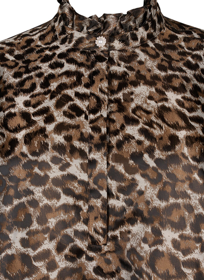 Short jacquard dress with leopard pattern, Brown Leo AOP, Packshot image number 2