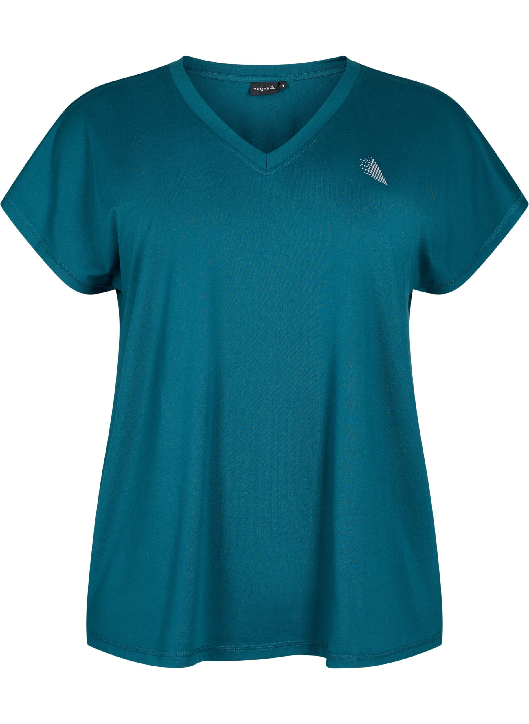 ZizzifashionLoose training t-shirt with v-neck, Green, Packshot image number 0