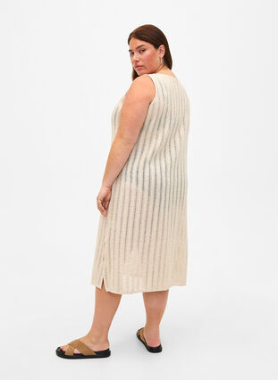 Light woven beach dress with slits, Brazilian Sand, Model image number 1