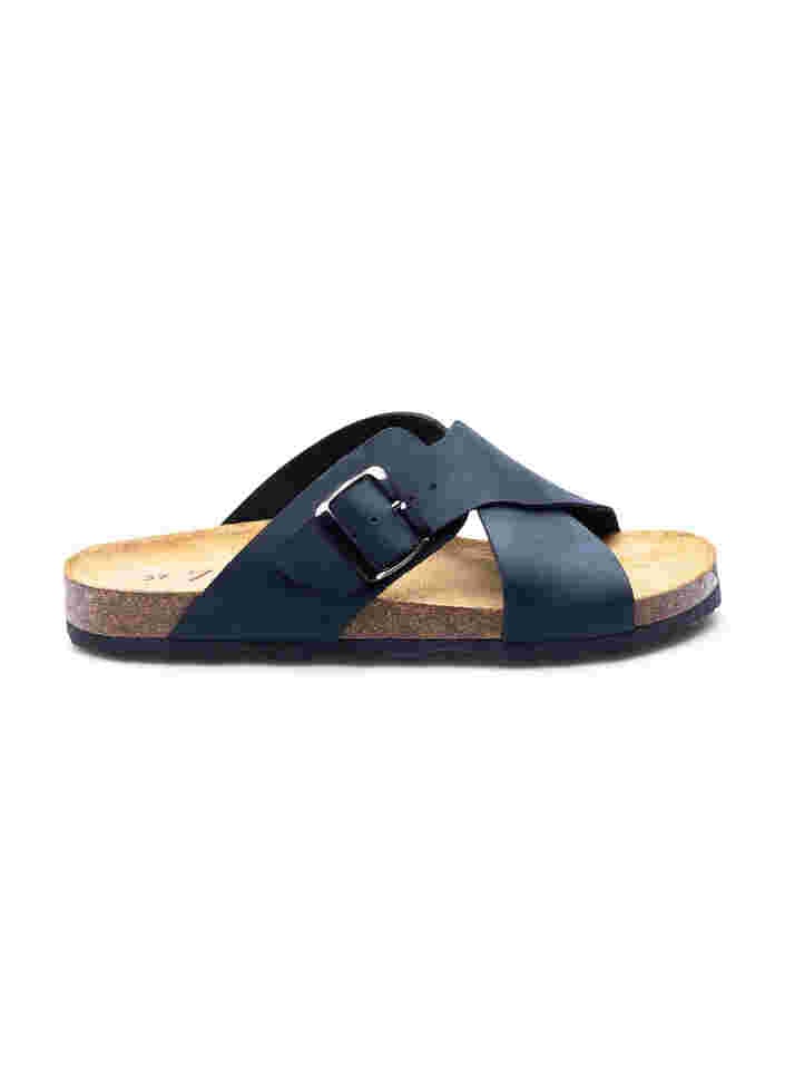 Wide-fit leather sandals, Black, Packshot image number 0