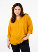 Cotton shirt blouse with v-neck, Golden Yellow, Model image number 0