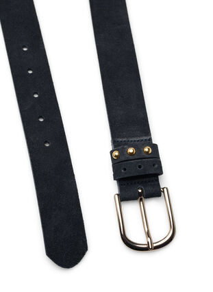Leather belt with rivets, Black, Packshot image number 2