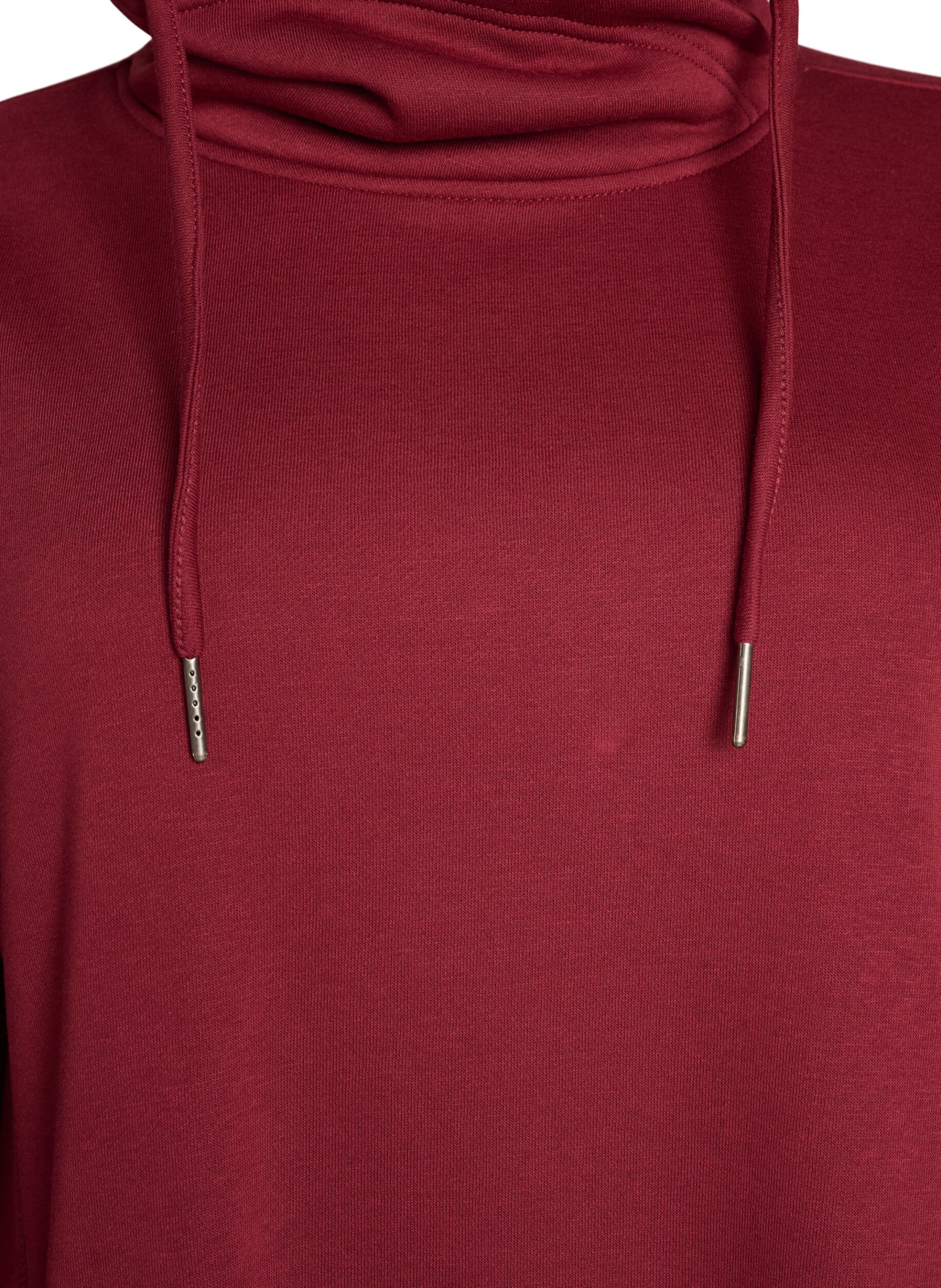 ZizzifashionShort sweatshirt dress with high collar and pockets, Red, Packshot image number 3