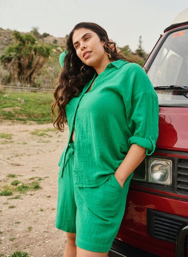 Shirt with cotton muslin collar, Jolly Green, Image image number 0