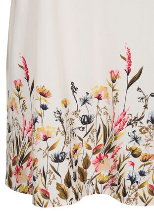 Short-sleeved floral print viscose dress, Off White Flower, Packshot image number 3