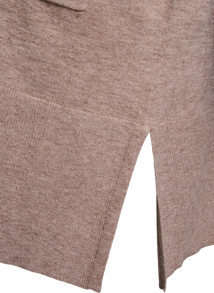 Long knitted cardigan with pockets, Fossil w. TNT Mel. , Packshot image number 4