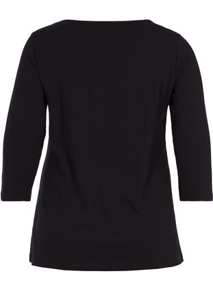 Basic t-shirt with 3/4 length sleeves, Black, Packshot image number 1