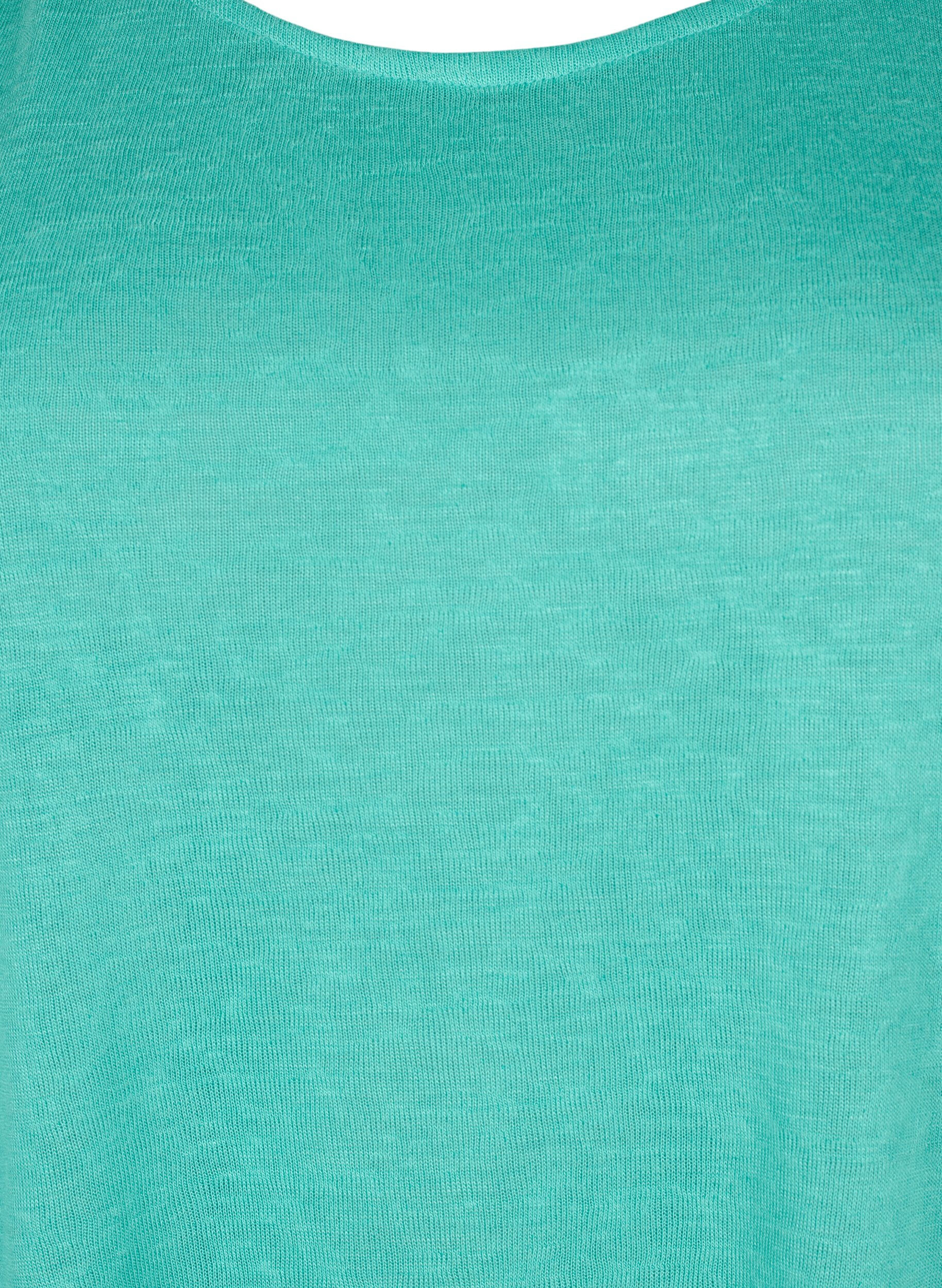 Zizzifashion Top with structure and round neckline, Turquoise, Packshot image number 2
