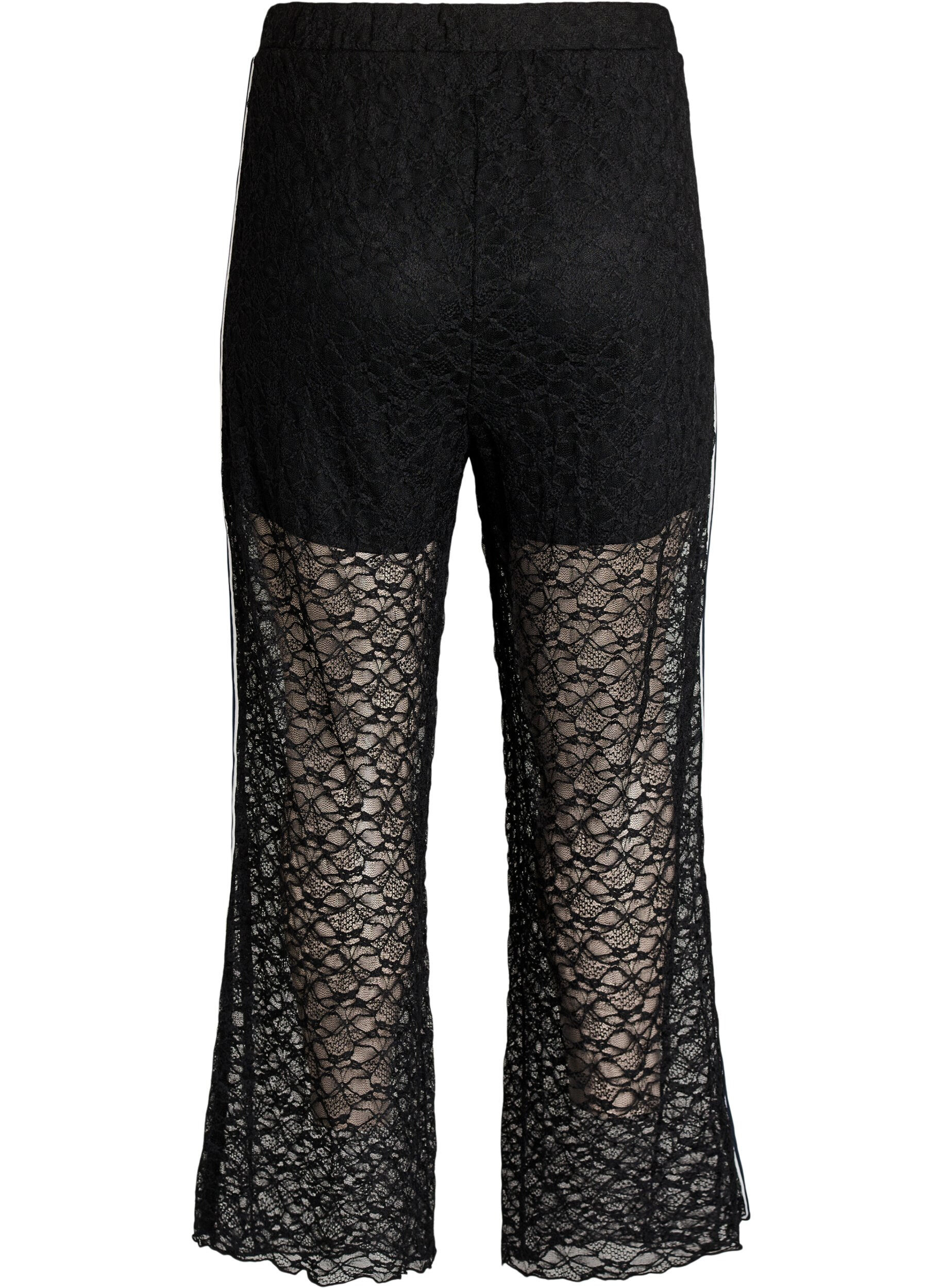 ZizzifashionSheer wide-leg lace trousers, Black, Packshot image number 1