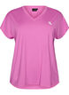 Short sleeve sport t-shirt with v-neck, Purple, Packshot image number 0