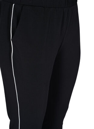 Pants with pockets and piping, Black w. White, Packshot image number 2