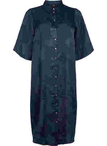 Long shirt dress with tone-on-tone pattern