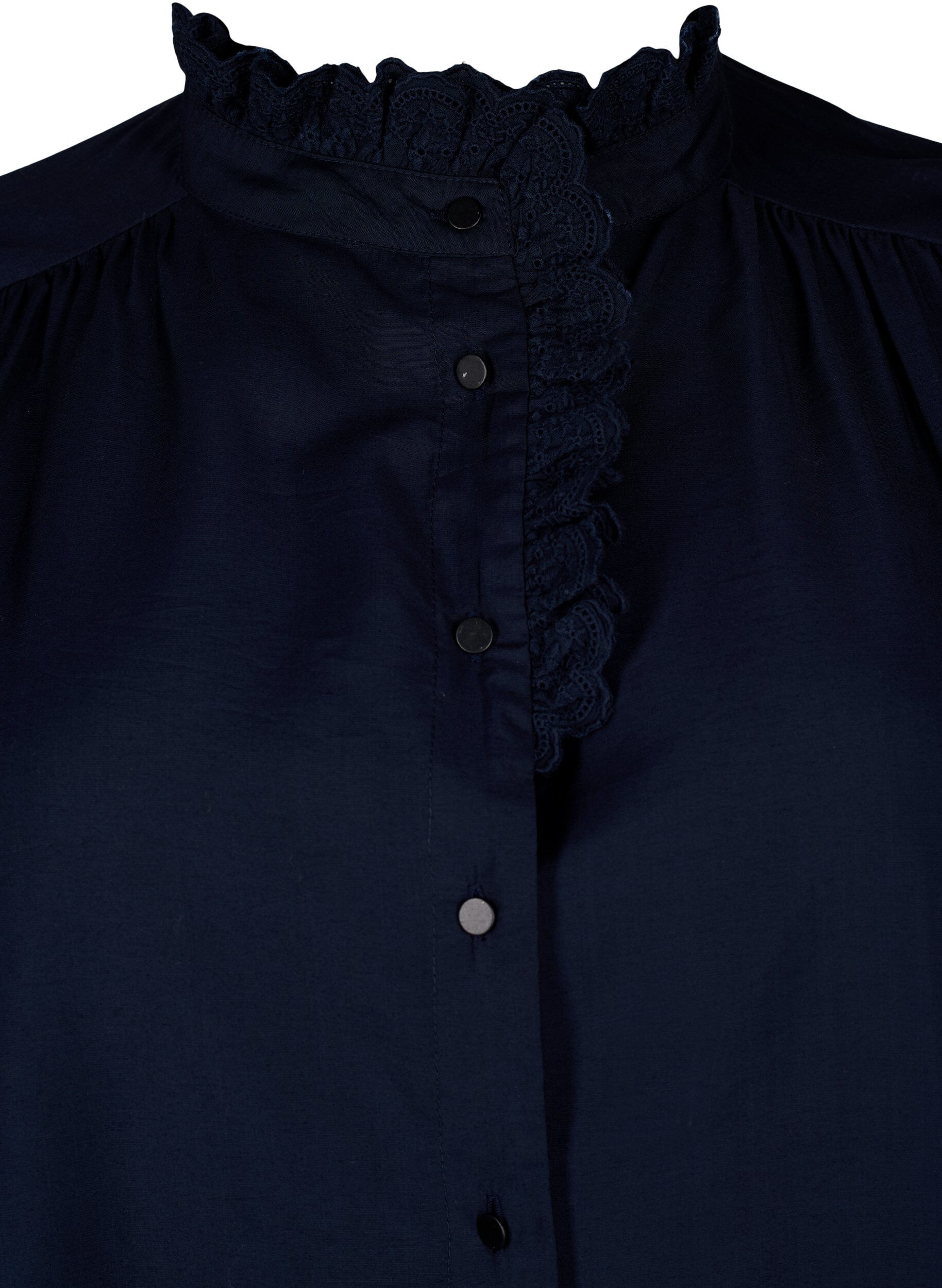 Zizzifashion Viscose shirt blouse with ruffles, Sky Captain, Packshot image number 2