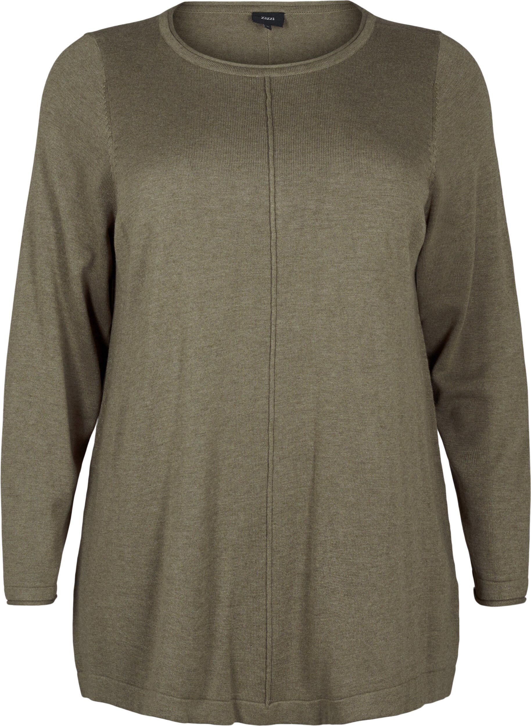 Zizzifashion Knitted blouse in cotton-viscose blend, Green, Packshot image number 0