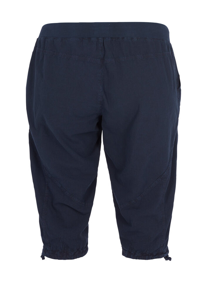 Loose cropped trousers in cotton, Blue, Packshot image number 1