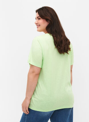 Short sleeve basic t-shirt with v-neck, Paradise Green, Model image number 1