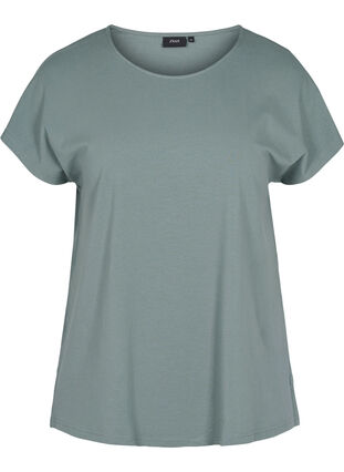 Cotton t-shirt with stripes, Balsam Green Solid, Packshot image number 0
