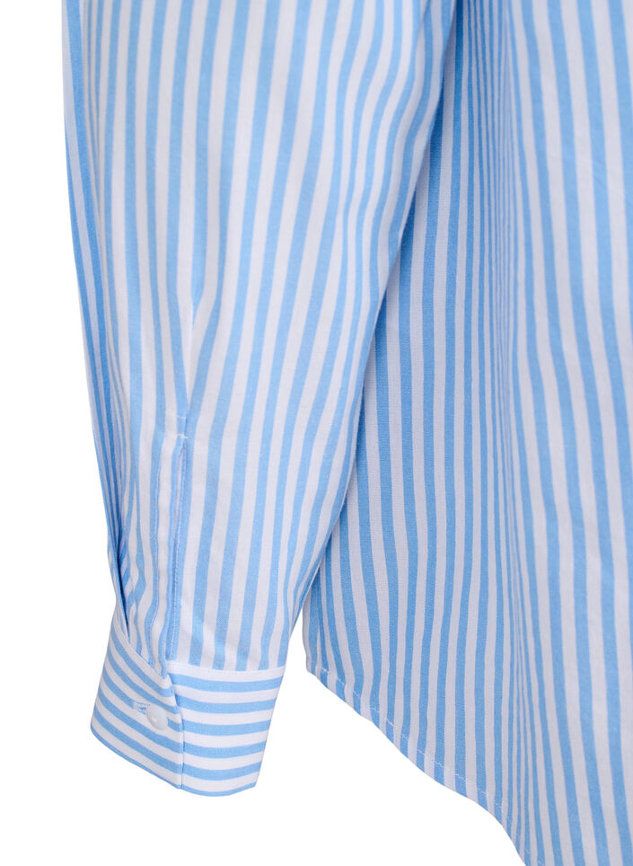Striped blouse with tie detail, Light Blue, Packshot image number 4