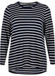 Long-sleeved blouse with stripes, Evening Blue Stripe, Packshot image number 0
