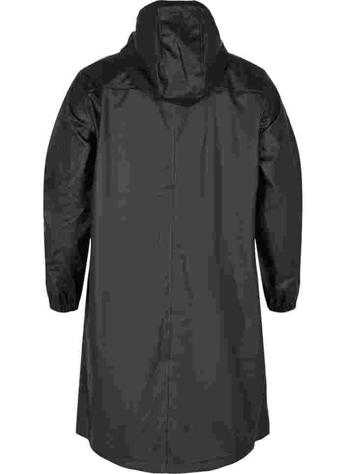 Rain jacket with hood and button fastening, Black, Packshot image number 1
