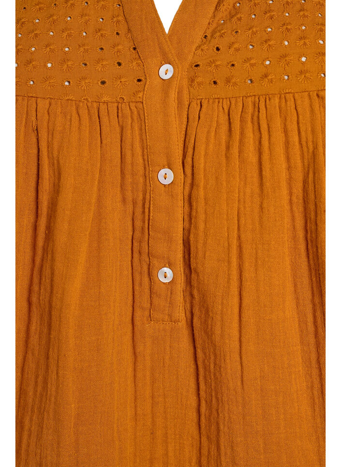 Blouse in cotton muslin with broderie anglaise, Orange, Packshot image number 2