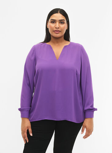 Long sleeve blouse with wrinkles on the back, Pansy, Model image number 0