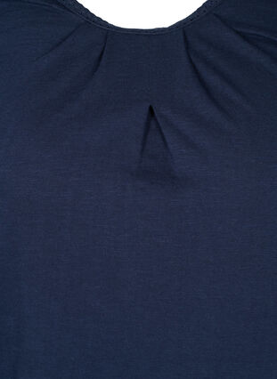 Solid-coloured, 3/4-sleeves cotton blouse, Black Iris, Packshot image number 2