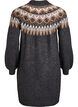 Knitted dress with jacquard pattern and balloon sleeves, Dark Grey, Packshot image number 1