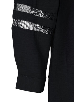 Long shirt with lace details, Black, Packshot image number 3