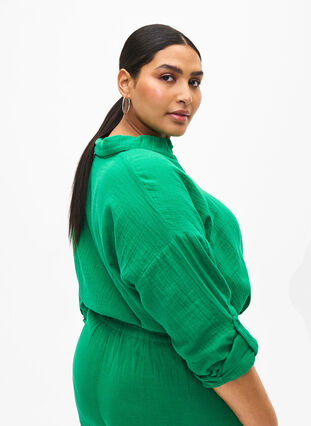 Shirt with cotton muslin collar, Jolly Green, Model image number 1
